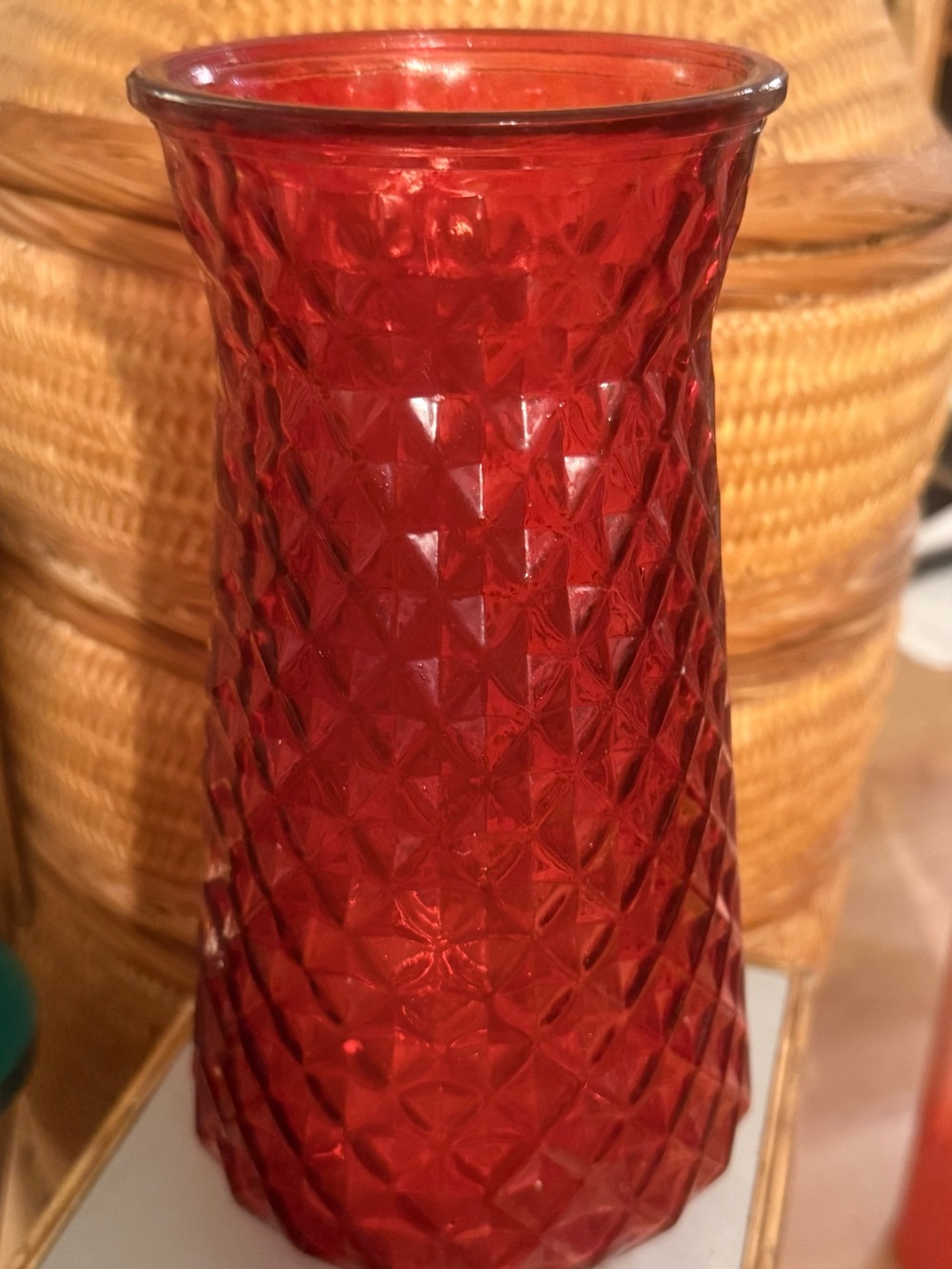 Vintage Paula vase in RUBY RED with diamond cuts